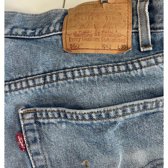 VTG Levi 550 Jeans Men's 42x30 Vtg Relaxed Fit Paper Tag Blue Light Wash - Picture 8 of 12